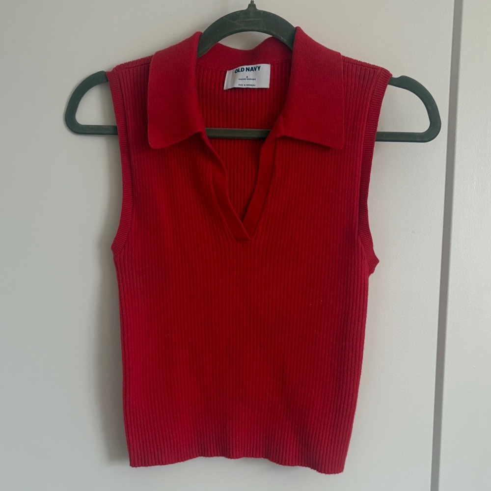 Old Navy Red Ribbed Sleeveless Top
